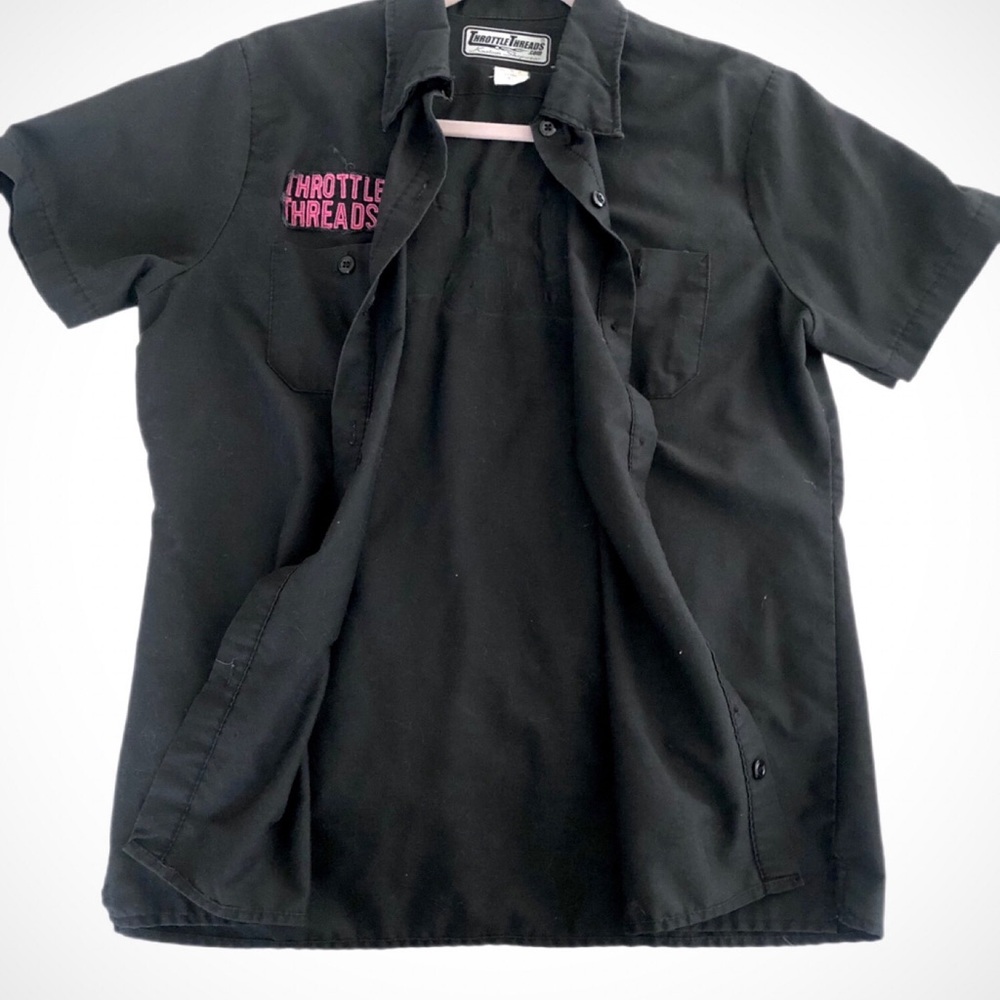 Black Throttle Threads Button-Up Shirt